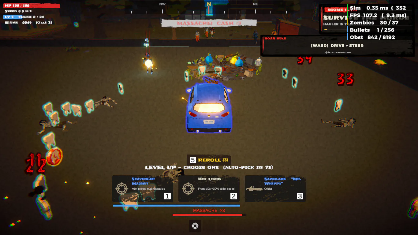 Drive of the Dead gameplay with the current grunge HUD